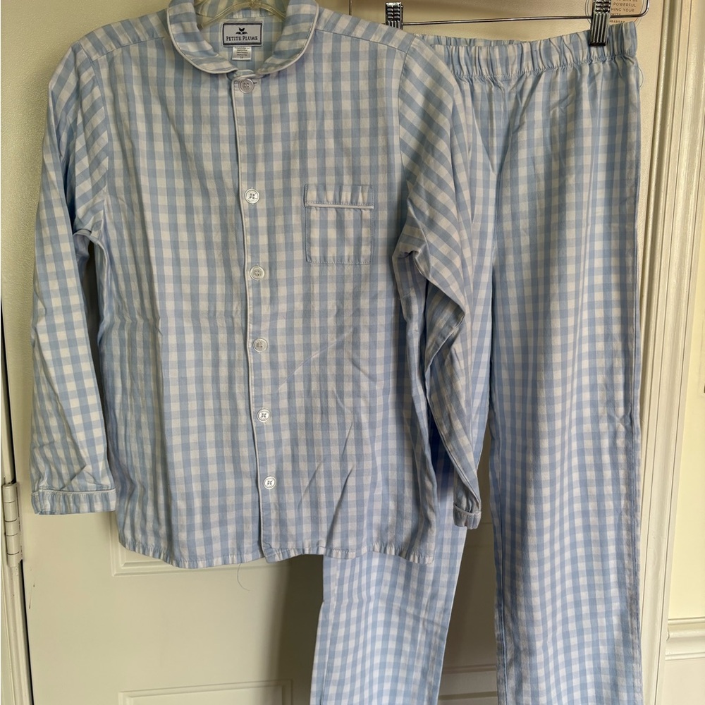Petite Plume Classic Blue and White Checkered Kids Pajama Set